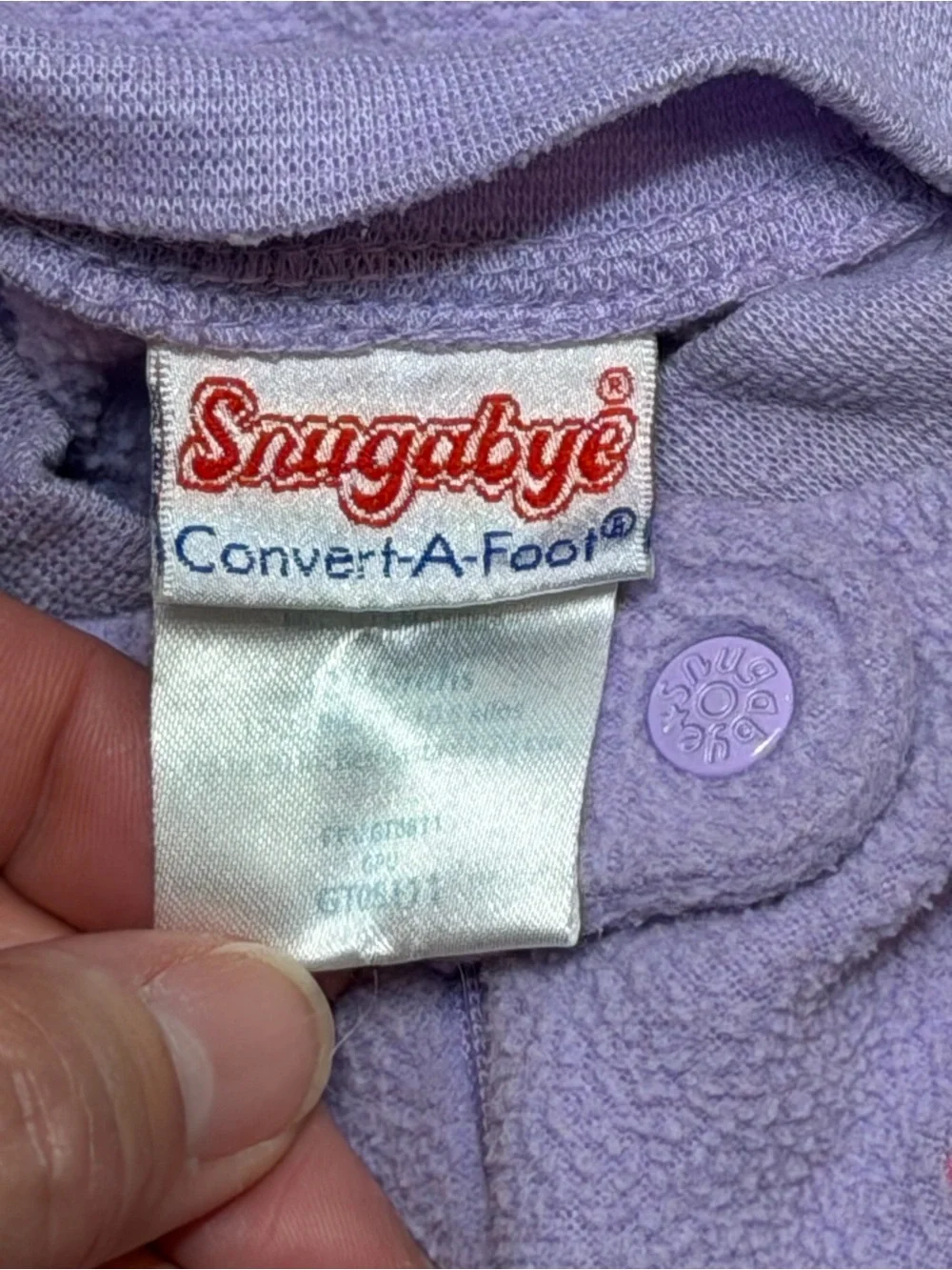 Vintage Snugabye Convert-A-Foot Girls Purple Kitty Fleece Sleeper Pajamas
